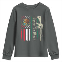 Funny Chinga La Migra Youth Sweatshirt Gun Vintage Mexican Flag - Wonder Print Shop