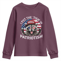 I Put The Tism In Patriotism Youth Sweatshirt Patriotic Raccoon 4th of July