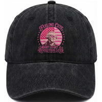 Feeling Cute Might Start A Revolution Later Washed Cotton Baseball Cap George Washington 4th of July