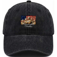 Declaration Daddies Funny 4th of July Founding Fathers Washed Cotton Baseball Cap Vintage Betsy Ross Flag