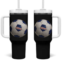 Cabo Verde Football Vintage Soccer Ball Graphic Tumbler With Handle