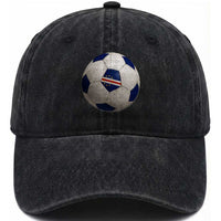 Cabo Verde Football Vintage Soccer Ball Graphic Washed Cotton Baseball Cap
