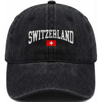 Vintage Switzerland National Pride The Swiss Cross Washed Cotton Baseball Cap