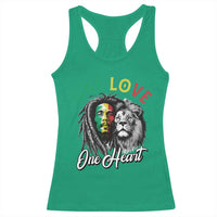 Reggae Legend Racerback Tank Top One Love One Heart Rastafarian Reggae Music Lion - Wonder Print Shop