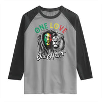 Reggae Legend Raglan Shirt One Love One Heart Rastafarian Reggae Music Lion - Wonder Print Shop