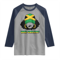Jamaican Girl Raglan Shirt Wah Gwaan Jamaica Flag - Wonder Print Shop