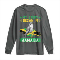 My Story Began In Jamaica Long Sleeve Shirt Hummingbird Jamaican Flag - Wonder Print Shop