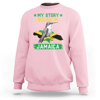 My Story Began In Jamaica Sweatshirt Hummingbird Jamaican Flag - Wonder Print Shop