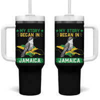 My Story Began In Jamaica Tumbler With Handle Hummingbird Jamaican Flag - Wonder Print Shop