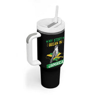 My Story Began In Jamaica Tumbler With Handle Hummingbird Jamaican Flag - Wonder Print Shop