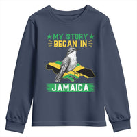 My Story Began In Jamaica Youth Sweatshirt Hummingbird Jamaican Flag - Wonder Print Shop