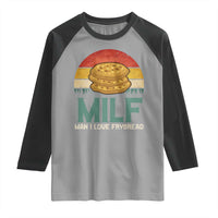 Funny MILF Man I Love Frybread Raglan Shirt Vintage Retro Sunset Native American Food - Wonder Print Shop