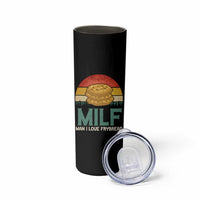 Funny MILF Man I Love Frybread Skinny Tumbler Vintage Retro Sunset Native American Food - Wonder Print Shop