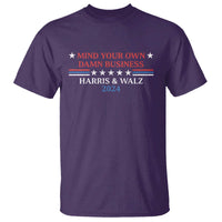 Funny Harris Walz 2024 T Shirt Mind Your Own Damn Business American Flag - Wonder Print Shop
