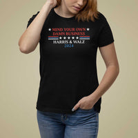 Funny Harris Walz 2024 T Shirt For Women Mind Your Own Damn Business American Flag - Wonder Print Shop