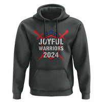 Harris Walz 2024 Hoodie Joyful Warriors Vintage Sword Shield - Wonder Print Shop