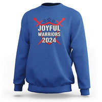 Harris Walz 2024 Sweatshirt Joyful Warriors Vintage Sword Shield - Wonder Print Shop