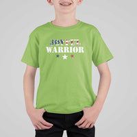 Harris Walz 2024 T Shirt For Kid Joyful Warrior American Flag Political Stars - Wonder Print Shop