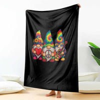 Three Hippie Gnomes Peace Retro Tie Dye Flower Throw Blanket - Wonder Print Shop