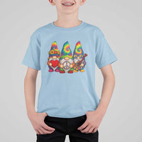 Three Hippie Gnomes Peace Retro Tie Dye Flower T Shirt For Kid - Wonder Print Shop