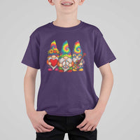 Three Hippie Gnomes Peace Retro Tie Dye Flower T Shirt For Kid - Wonder Print Shop