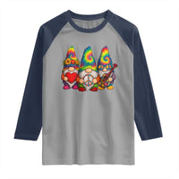Three Hippie Gnomes Peace Retro Tie Dye Flower Raglan Shirt - Wonder Print Shop