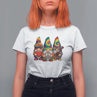 Three Hippie Gnomes Peace Retro Tie Dye Flower T Shirt For Women - Wonder Print Shop