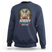 Harris 2024 Sweatshirt Nobody Is Eating Pets American Flag Cat Hat - Wonder Print Shop