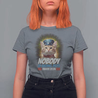 Harris 2024 T Shirt For Women Nobody Is Eating Pets American Flag Cat Hat - Wonder Print Shop