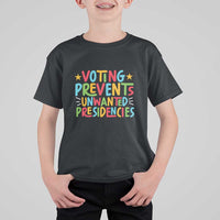 Voting Prevents Unwanted Presidencies T Shirt For Kid Colorful US Presidential Election Political 2024 Star - Wonder Print Shop