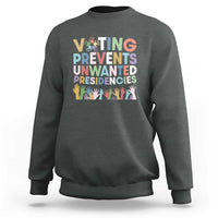 Voting Prevents Unwanted Presidencies Sweatshirt US Presidential Election Political 2024 Hand - Wonder Print Shop