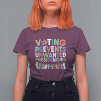 Voting Prevents Unwanted Presidencies T Shirt For Women US Presidential Election Political 2024 Hand - Wonder Print Shop