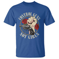 Harris Walz Feminist T Shirt Control Guns Not Girls Women's Rights Roses Hand Fist - Wonder Print Shop