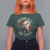 Harris Walz Feminist T Shirt For Women Control Guns Not Girls Women's Rights Roses Hand Fist - Wonder Print Shop