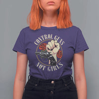 Harris Walz Feminist T Shirt For Women Control Guns Not Girls Women's Rights Roses Hand Fist - Wonder Print Shop