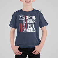 Harris Walz Feminist T Shirt For Kid Control Guns Not Girls Women's Rights Roses American Flag - Wonder Print Shop