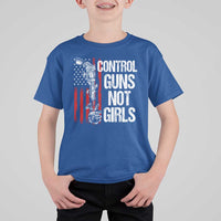 Harris Walz Feminist T Shirt For Kid Control Guns Not Girls Women's Rights Roses American Flag - Wonder Print Shop