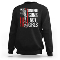 Harris Walz Feminist Sweatshirt Control Guns Not Girls Women's Rights Roses American Flag - Wonder Print Shop