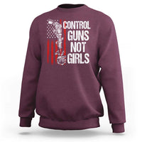 Harris Walz Feminist Sweatshirt Control Guns Not Girls Women's Rights Roses American Flag - Wonder Print Shop