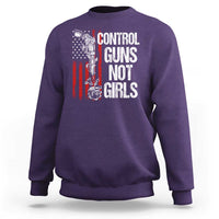 Harris Walz Feminist Sweatshirt Control Guns Not Girls Women's Rights Roses American Flag - Wonder Print Shop