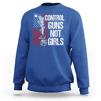 Harris Walz Feminist Sweatshirt Control Guns Not Girls Women's Rights Roses American Flag - Wonder Print Shop