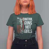 Harris Walz Feminist T Shirt For Women Control Guns Not Girls Women's Rights Roses American Flag - Wonder Print Shop