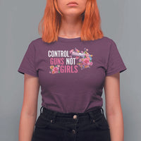 Harris Walz Feminist T Shirt For Women Control Guns Not Girls Women's Rights Flower - Wonder Print Shop