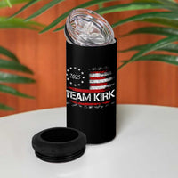 Team Kirk 2025 4 in 1 Can Cooler Tumbler Charlie Kirk Freedom Vintage American Flag - Wonder Print Shop