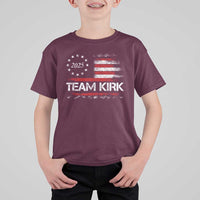 Team Kirk 2025 T Shirt For Kid Charlie Kirk Freedom Vintage American Flag - Wonder Print Shop
