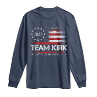 Team Kirk 2025 Long Sleeve Shirt Freedom Vintage American Flag - Wonder Print Shop