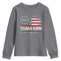 Team Kirk 2025 Youth Sweatshirt Freedom Vintage American Flag - Wonder Print Shop