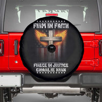 Firm In Faith Fierce In Justice Charlie Kirk Spare Tire Cover Christian Cross American Flag - Wonder Print Shop
