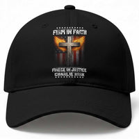 Firm In Faith Fierce In Justice Charlie Kirk Baseball Cap Christian Cross American Flag