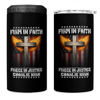 Firm In Faith Fierce In Justice Charlie Kirk 4 in 1 Can Cooler Tumbler Christian Cross American Flag - Wonder Print Shop